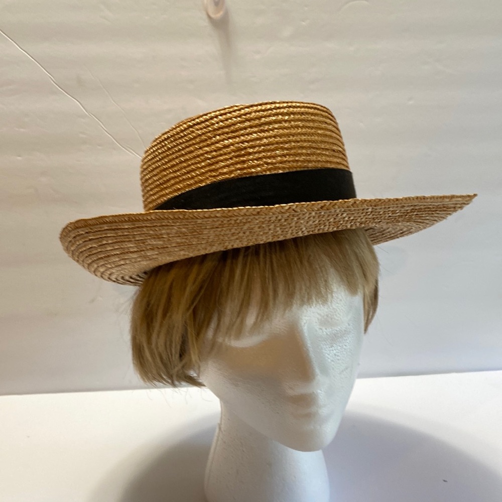 Saks Fifth Avenue straw hat with black ban